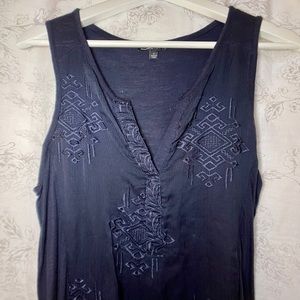 RXB Two Layered Embroidered Navy Blue Flow Blouse
